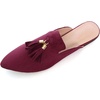 image:imageHee grand Womens Mules Bowknot Suede Comfortable Slip On Flats Closed Pointed Toe Backless Loafers Mules for Women005wine Red