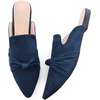image:imageHee grand Womens Mules Bowknot Suede Comfortable Slip On Flats Closed Pointed Toe Backless Loafers Mules for Women006blue