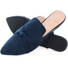 image:imageHee grand Womens Mules Bowknot Suede Comfortable Slip On Flats Closed Pointed Toe Backless Loafers Mules for Women006blue