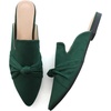 image:imageHee grand Womens Mules Bowknot Suede Comfortable Slip On Flats Closed Pointed Toe Backless Loafers Mules for Women006green