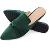 image:imageHee grand Womens Mules Bowknot Suede Comfortable Slip On Flats Closed Pointed Toe Backless Loafers Mules for Women006green
