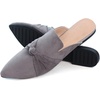 image:imageHee grand Womens Mules Bowknot Suede Comfortable Slip On Flats Closed Pointed Toe Backless Loafers Mules for Women006grey