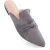 image:imageHee grand Womens Mules Bowknot Suede Comfortable Slip On Flats Closed Pointed Toe Backless Loafers Mules for Women006grey