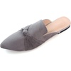 image:imageHee grand Womens Mules Bowknot Suede Comfortable Slip On Flats Closed Pointed Toe Backless Loafers Mules for Women006grey