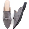 image:imageHee grand Womens Mules Bowknot Suede Comfortable Slip On Flats Closed Pointed Toe Backless Loafers Mules for Women006grey