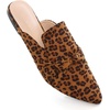 image:imageHee grand Womens Mules Bowknot Suede Comfortable Slip On Flats Closed Pointed Toe Backless Loafers Mules for Women006leopard Brown