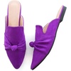 image:imageHee grand Womens Mules Bowknot Suede Comfortable Slip On Flats Closed Pointed Toe Backless Loafers Mules for Women006purple