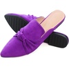 image:imageHee grand Womens Mules Bowknot Suede Comfortable Slip On Flats Closed Pointed Toe Backless Loafers Mules for Women006purple