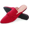 image:imageHee grand Womens Mules Bowknot Suede Comfortable Slip On Flats Closed Pointed Toe Backless Loafers Mules for Women006red