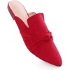 image:imageHee grand Womens Mules Bowknot Suede Comfortable Slip On Flats Closed Pointed Toe Backless Loafers Mules for Women006red
