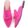 image:imageHee grand Womens Mules Bowknot Suede Comfortable Slip On Flats Closed Pointed Toe Backless Loafers Mules for Women006rose