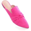 image:imageHee grand Womens Mules Bowknot Suede Comfortable Slip On Flats Closed Pointed Toe Backless Loafers Mules for Women006rose