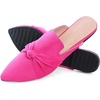 image:imageHee grand Womens Mules Bowknot Suede Comfortable Slip On Flats Closed Pointed Toe Backless Loafers Mules for Women006rose