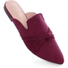 image:imageHee grand Womens Mules Bowknot Suede Comfortable Slip On Flats Closed Pointed Toe Backless Loafers Mules for Women006wine Red