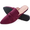image:imageHee grand Womens Mules Bowknot Suede Comfortable Slip On Flats Closed Pointed Toe Backless Loafers Mules for Women006wine Red