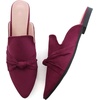 image:imageHee grand Womens Mules Bowknot Suede Comfortable Slip On Flats Closed Pointed Toe Backless Loafers Mules for Women006wine Red