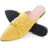 image:imageHee grand Womens Mules Bowknot Suede Comfortable Slip On Flats Closed Pointed Toe Backless Loafers Mules for Women006yellow