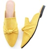image:imageHee grand Womens Mules Bowknot Suede Comfortable Slip On Flats Closed Pointed Toe Backless Loafers Mules for Women006yellow