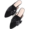 image:imageHee grand Womens Mules Bowknot Suede Comfortable Slip On Flats Closed Pointed Toe Backless Loafers Mules for Women062black