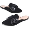 image:imageHee grand Womens Mules Bowknot Suede Comfortable Slip On Flats Closed Pointed Toe Backless Loafers Mules for Women062black