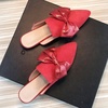 image:imageHee grand Womens Mules Bowknot Suede Comfortable Slip On Flats Closed Pointed Toe Backless Loafers Mules for Women062red