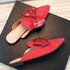 image:imageHee grand Womens Mules Bowknot Suede Comfortable Slip On Flats Closed Pointed Toe Backless Loafers Mules for Women062red