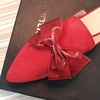 image:imageHee grand Womens Mules Bowknot Suede Comfortable Slip On Flats Closed Pointed Toe Backless Loafers Mules for Women062red