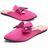 image:imageHee grand Womens Mules Bowknot Suede Comfortable Slip On Flats Closed Pointed Toe Backless Loafers Mules for Women062rose Red