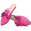image:imageHee grand Womens Mules Bowknot Suede Comfortable Slip On Flats Closed Pointed Toe Backless Loafers Mules for Women062rose Red