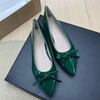 image:imageHee grand Womens Patent Leather Bow Ballet Flats Pointed Toe Slip On Flat Shoes Comfortable Dress Shoes for Work OfficeGreen