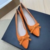 image:imageHee grand Womens Patent Leather Bow Ballet Flats Pointed Toe Slip On Flat Shoes Comfortable Dress Shoes for Work OfficeOrange