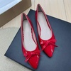 image:imageHee grand Womens Patent Leather Bow Ballet Flats Pointed Toe Slip On Flat Shoes Comfortable Dress Shoes for Work OfficeRed