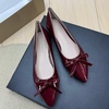 image:imageHee grand Womens Patent Leather Bow Ballet Flats Pointed Toe Slip On Flat Shoes Comfortable Dress Shoes for Work OfficeWine Red