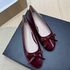 image:imageHee grand Womens Patent Leather Bow Ballet Flats Round Toe Slip On Flat Shoes Comfortable Dress Shoes for Work OfficeWine Red