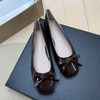 image:imageHee grand Womens Patent Leather Bow Ballet Flats Square Toe Slip On Flat Shoes Comfortable Dress Shoes for Work OfficeDark Brown