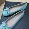 image:imageHee grand Womens Patent Leather Bow Ballet Flats Square Toe Slip On Flat Shoes Comfortable Dress Shoes for Work OfficeLight Blue
