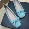 image:imageHee grand Womens Patent Leather Bow Ballet Flats Square Toe Slip On Flat Shoes Comfortable Dress Shoes for Work OfficeLight Blue