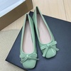 image:imageHee grand Womens Patent Leather Bow Ballet Flats Square Toe Slip On Flat Shoes Comfortable Dress Shoes for Work OfficeLight Green
