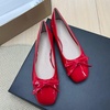 image:imageHee grand Womens Patent Leather Bow Ballet Flats Square Toe Slip On Flat Shoes Comfortable Dress Shoes for Work OfficeRed