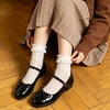 image:imageHee grand Womens Patent Leather Mary Jane Flats Round Toe Ballet Flats with Bow Knot Adjustable Buckle Ankle Strap Comfortable Dress Shoes for WorkBalck