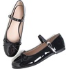 image:imageHee grand Womens Patent Leather Mary Jane Flats Round Toe Ballet Flats with Bow Knot Adjustable Buckle Ankle Strap Comfortable Dress Shoes for WorkBalck