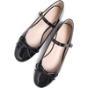 image:imageHee grand Womens Patent Leather Mary Jane Flats Round Toe Ballet Flats with Bow Knot Adjustable Buckle Ankle Strap Comfortable Dress Shoes for WorkBalck