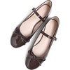 image:imageHee grand Womens Patent Leather Mary Jane Flats Round Toe Ballet Flats with Bow Knot Adjustable Buckle Ankle Strap Comfortable Dress Shoes for WorkDark Brown