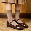 image:imageHee grand Womens Patent Leather Mary Jane Flats Round Toe Ballet Flats with Bow Knot Adjustable Buckle Ankle Strap Comfortable Dress Shoes for WorkDark Brown
