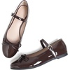 image:imageHee grand Womens Patent Leather Mary Jane Flats Round Toe Ballet Flats with Bow Knot Adjustable Buckle Ankle Strap Comfortable Dress Shoes for WorkDark Brown