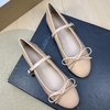 image:imageHee grand Womens Patent Leather Mary Jane Flats Round Toe Ballet Flats with Bow Knot Adjustable Buckle Ankle Strap Comfortable Dress Shoes for WorkKhaki