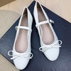 image:imageHee grand Womens Patent Leather Mary Jane Flats Round Toe Ballet Flats with Bow Knot Adjustable Buckle Ankle Strap Comfortable Dress Shoes for WorkWhite