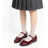 image:imageHee grand Womens Patent Leather Mary Jane Flats Round Toe Ballet Flats with Bow Knot Adjustable Buckle Ankle Strap Comfortable Dress Shoes for WorkWine Red