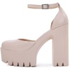 image:imageHee grand Womens Platform Heeled Sandals Closed Round Toe Ankle Buckle Strap Chunky High Heels Mary Janes Punk Style Pumps Fashion Party ShoesAapricot