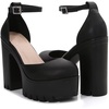 image:imageHee grand Womens Platform Heeled Sandals Closed Round Toe Ankle Buckle Strap Chunky High Heels Mary Janes Punk Style Pumps Fashion Party ShoesAblack